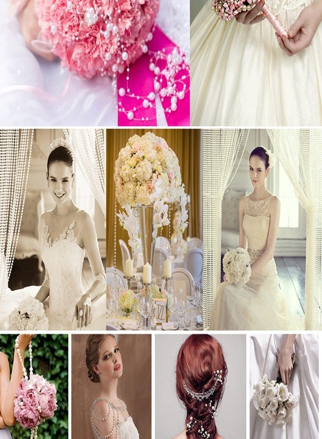 VRB Dec سلسلة خرز من اللؤلؤ الصناعي VRB Dec™ بطول 5 أمتار، مثالية لصنع المجوهرات والأساور، وفنون الراتنج، والحرف اليدوية، وسجلات القصاصات، والتطريز (6 مم، 5 أمتار)، أبيض - Image 4